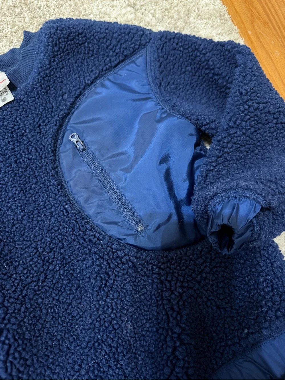 Hanna Andersson Navy Sherpa Pullover with Zip Pocket 5Y